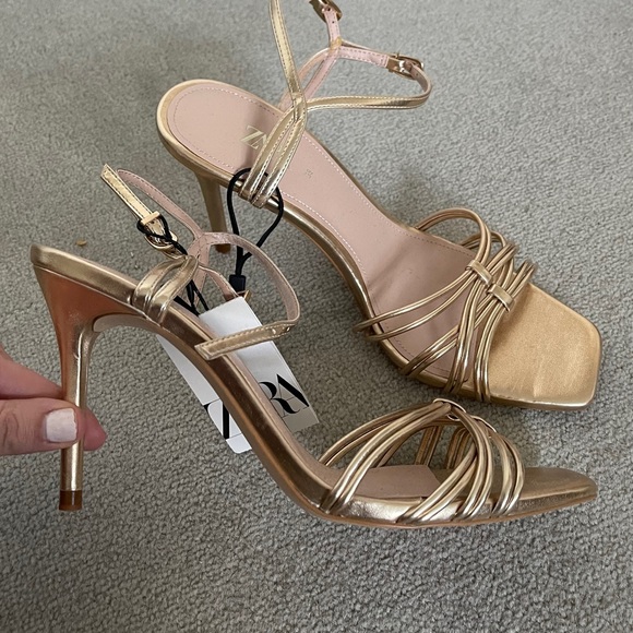 Zara Shoes - Zara Gold Strappy Heels